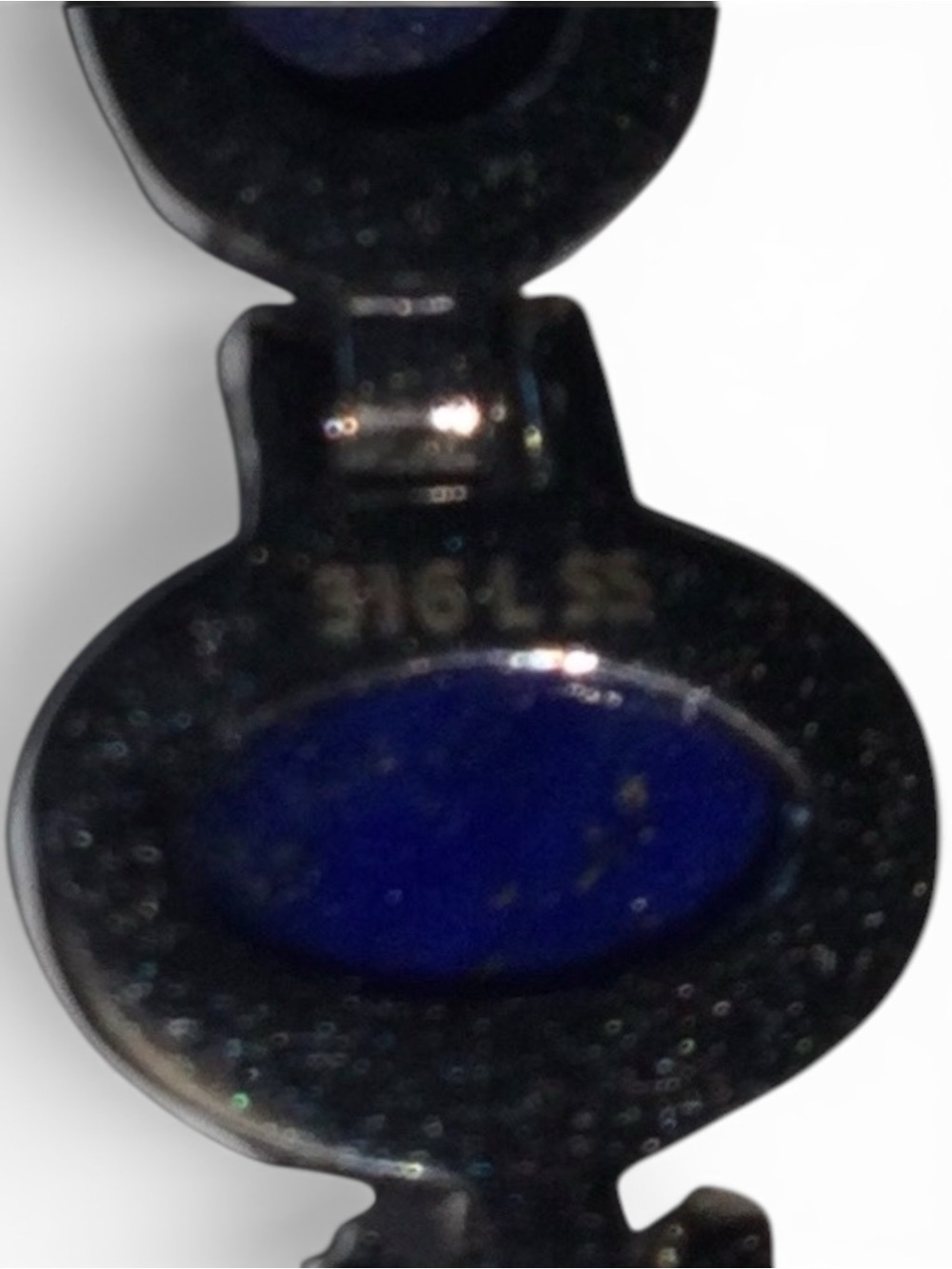 Silver-Tone Stainless Steel Link Bracelet - Blue Lapis-Style Cabochons - 7"-8" - Picture 11 of 12